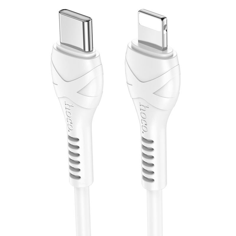 Nabíjací a dátový kábel USB Type-C, Lightning, 100 cm, 3000 mA, s ochranou proti zlomeniu, rýchle nabíjanie, PD, Hoco X55 Trendy, biely