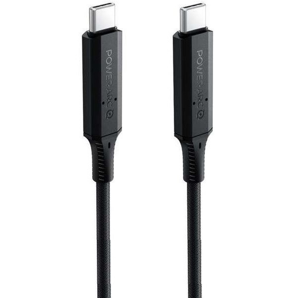 Nabíjací a dátový kábel USB Type-C, USB Type-C, 100 cm, 2000 mA, vzor šnúrky, rýchle nabíjanie, Spigen PowerArc PB1800, čierny