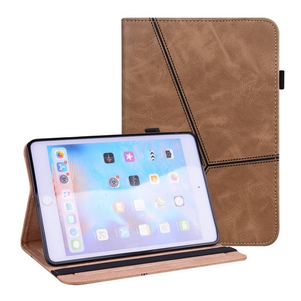 Apple iPad Mini (2021) (8,3), puzdro s priečinkom, stojan, kožený efekt, rebrovanie, hnedá farba