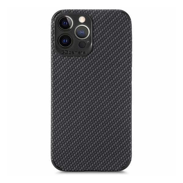 Apple iPhone 13 Pro, silikónové puzdro, ochrana fotoaparátu, karbónový vzor, čierne