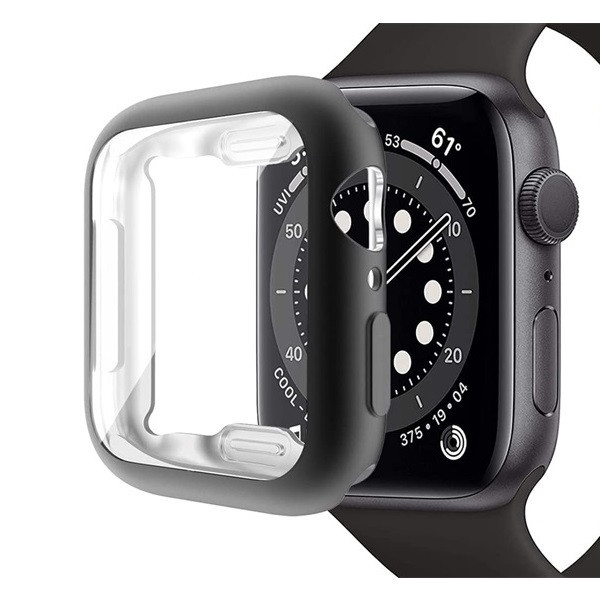 Apple Watch 7 (45 mm), Silikónové ochranné puzdro, stredne odolné proti nárazu, bez remienka, čierne