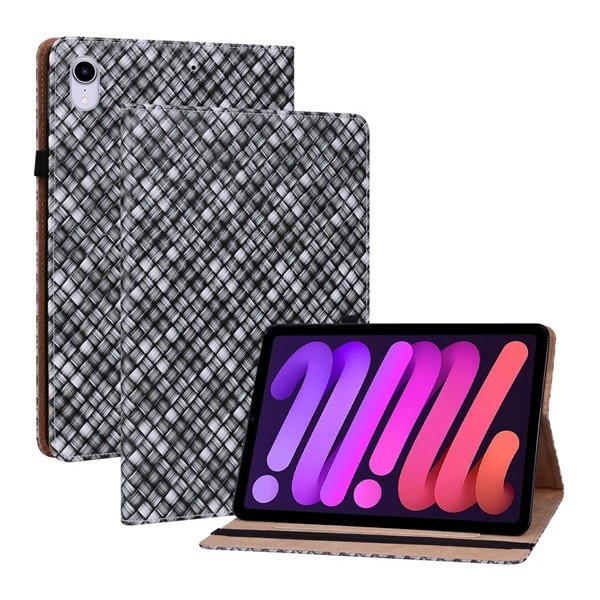 Apple iPad Mini (2021) (8,3), puzdro s priečinkom, stojan, pletený vzor, vzorovaný/čierny