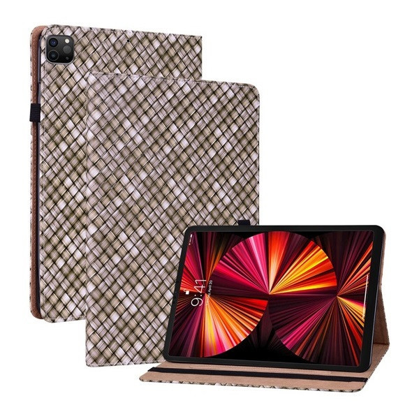 Apple iPad Pro 11 (2020 / 2021 / 2022), puzdro s priečinkom, stojan, pletený vzor, vzorované/hnedé