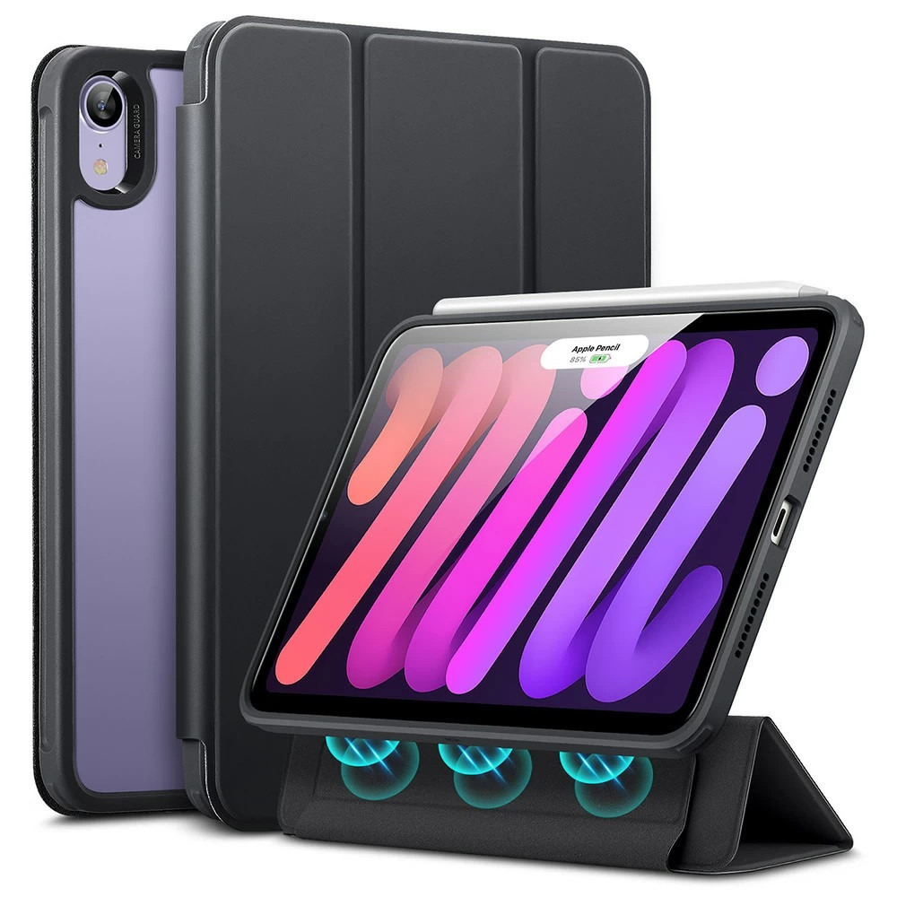 Apple iPad Mini (2021) (8.3), puzdro typu Folder Case, puzdro Smart Case, magnetické uchytenie, ESR Rebound Hybrid, čierna