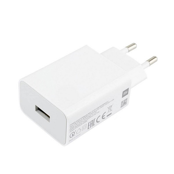 Sieťový nabíjací adaptér, 18 W, zásuvka USB, USB Type-C s káblom, rýchle nabíjanie, QC 4.0, Xiaomi, biely, továrenský