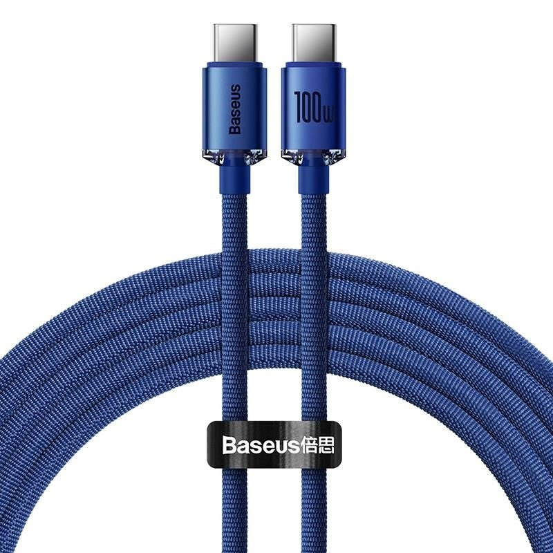 Nabíjací a dátový kábel USB Type-C, USB Type-C, 120 cm, 5000 mA, 100 W, rýchle nabíjanie, PD, vzor šnúrky, Baseus Crystal Shine, CAJY000603, modrá