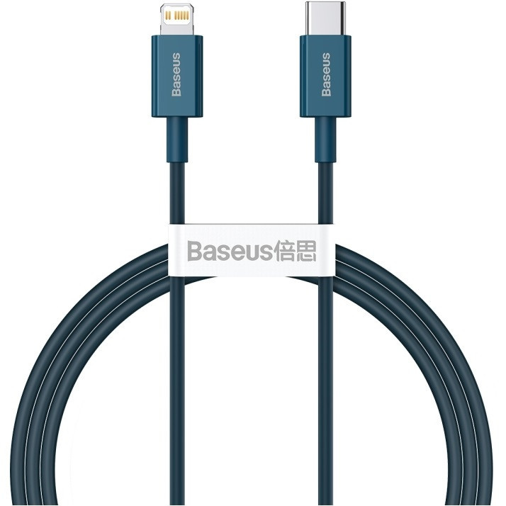 Nabíjací a dátový kábel USB Type-C, Lightning, 100 cm, 20 W, proti otrasom, rýchle nabíjanie, PD, Baseus Superior, CATLYS-A03, modrý