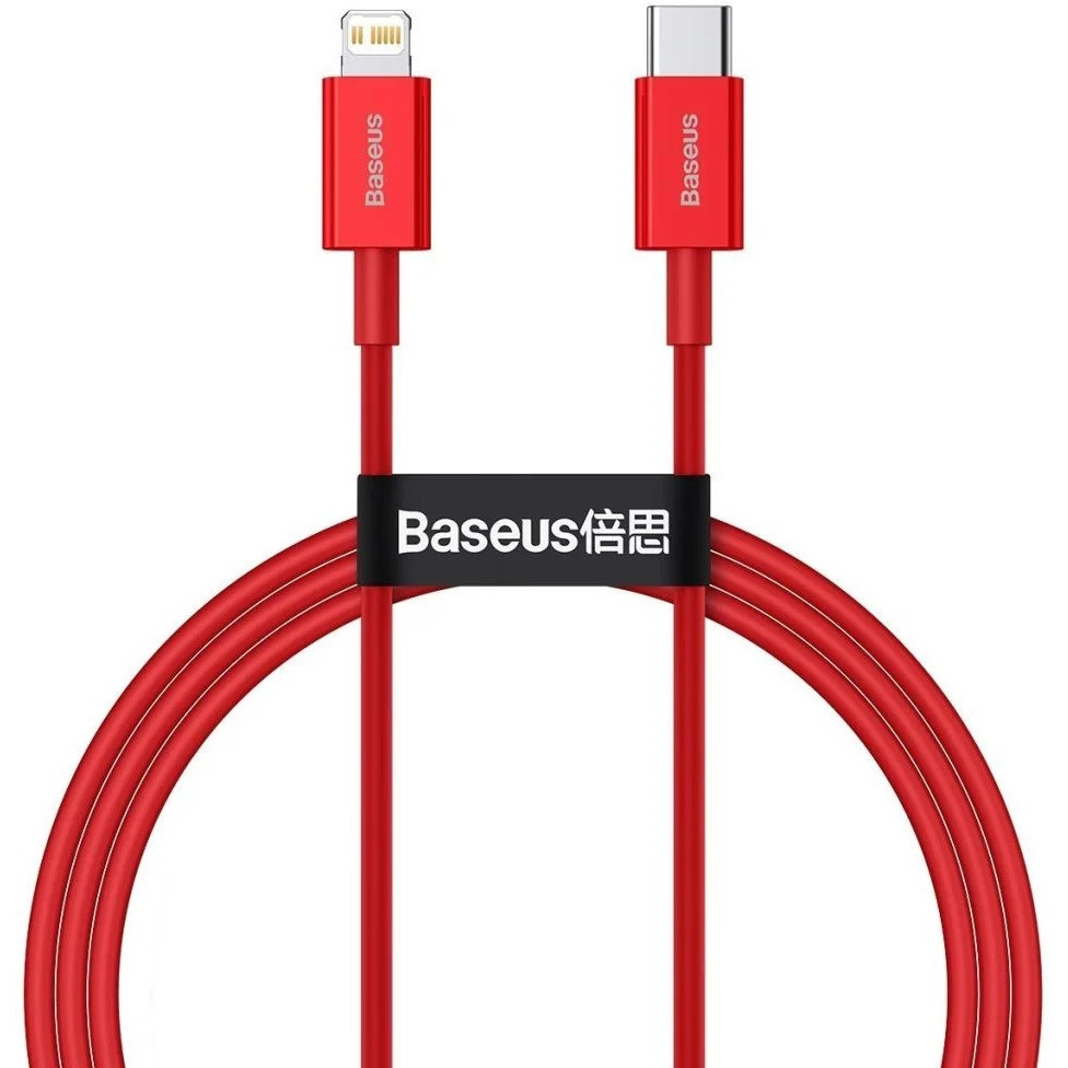 Nabíjací a dátový kábel USB Type-C, Lightning, 100 cm, 20 W, proti otrasom, rýchle nabíjanie, PD, Baseus Superior, CATLYS-A09, červená