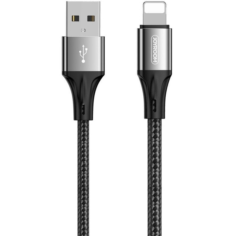 Nabíjací a dátový kábel USB, Lightning, 150 cm, 3000 mA, s ochranou proti zlomeniu, rýchle nabíjanie, vzor šnúrky, Joyroom N1, S-1530N1, čierny