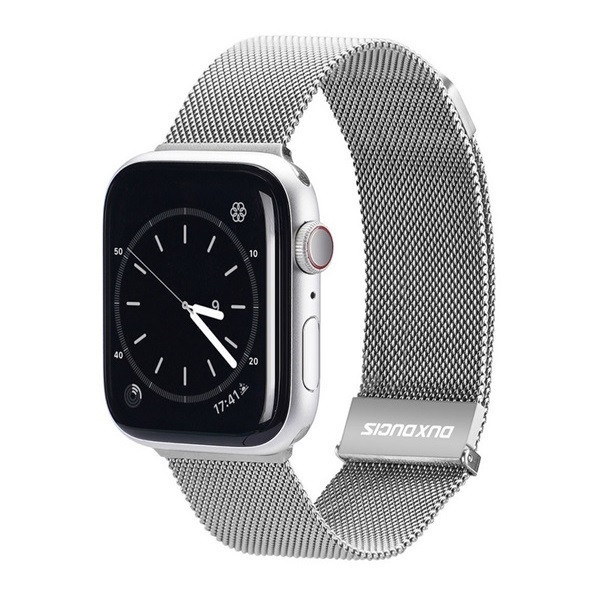 Apple Watch 1-6, SE, SE (2022) (38 / 40 mm) / Watch 7-8 (41 mm), kovový zadný remienok, magnetické zapínanie, milánsky štýl, Dux Ducis Milanese, strieborná