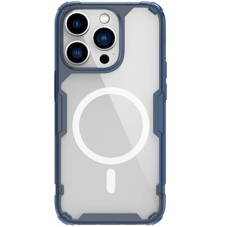 Apple iPhone 14 Pro Max, silikónové puzdro, plastová zadná strana, ultratenké, kompatibilné s nabíjačkou Magsafe, Nillkin Nature Pro Magnetic, modré