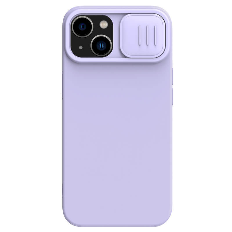Apple iPhone 14 Plus, silikónové puzdro, stredne odolné proti nárazu, ochrana fotoaparátu, kompatibilné s nabíjačkou Magsafe, Nillkin CamShield Silky Magnetic, fialová