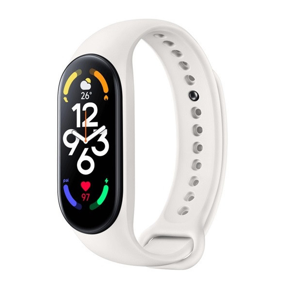 Xiaomi Mi Smart Band 7, silikónový remienok, nastaviteľný, biely, z výroby