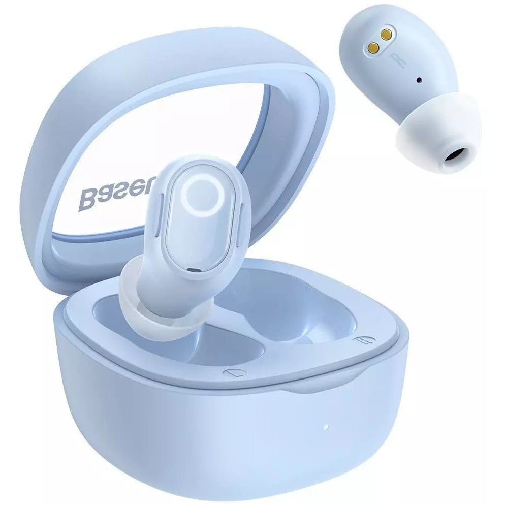 Bluetooth Stereo Headset, v5.3, TWS, nabíjací dok, Baseus Encok WM02, svetlomodrá