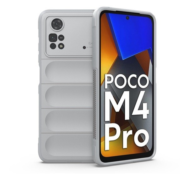 Xiaomi Poco M4 Pro 4G, silikónové puzdro, stredne odolné proti nárazu, 3D vzor, svetlo sivá