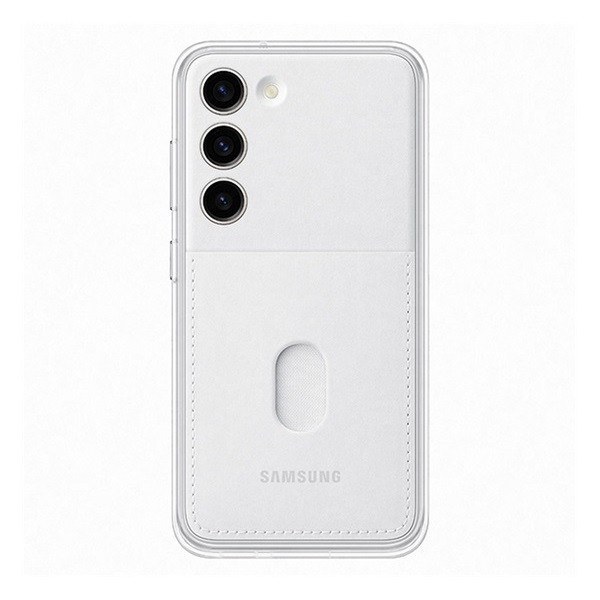 Samsung Galaxy S23 SM-S911, Plastový zadný kryt, odnímateľný zadný kryt s držiakom kariet, Frame Cover, biely, továrenský