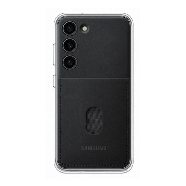 Samsung Galaxy S23 Plus SM-S916, Plastový zadný kryt, odnímateľný zadný kryt s držiakom kariet, Frame Cover, čierny, továrenský