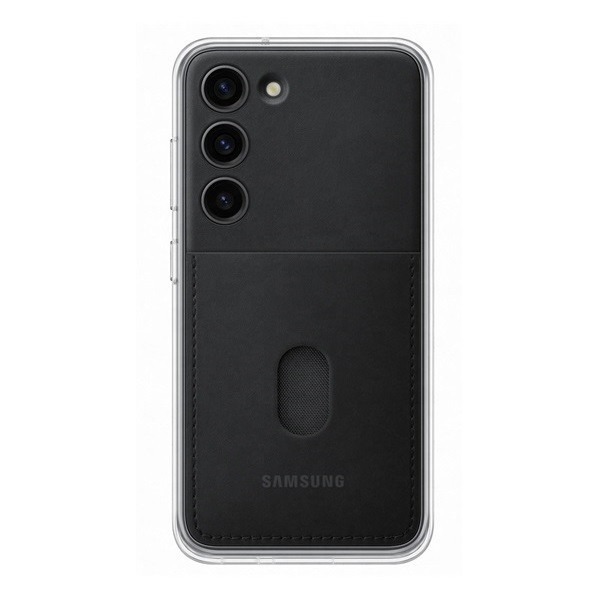 Samsung Galaxy S23 SM-S911, Plastový zadný kryt, odnímateľný zadný kryt s držiakom kariet, Frame Cover, čierny, továrenský
