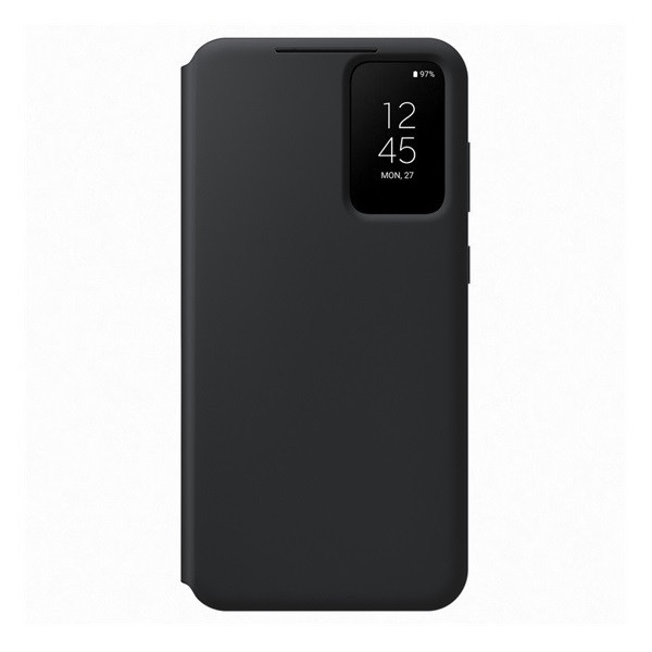 Samsung Galaxy S23 SM-S911, bočné otváracie puzdro s indikátorom hovoru, držiak na karty, Smart View Wallet, čierne, továrenské