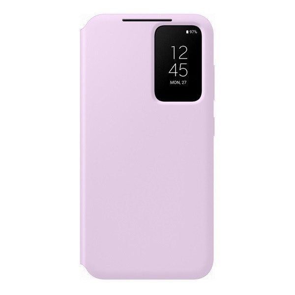 Samsung Galaxy S23 Plus SM-S916, puzdro s bočným otváraním, indikátorom hovoru a držiakom na karty, Smart View Wallet, fialová, továrenské