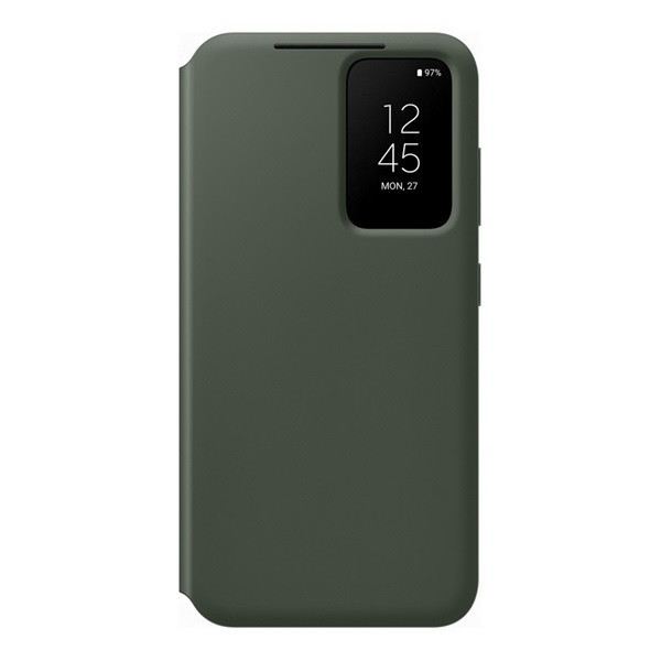 Samsung Galaxy S23 SM-S911, Puzdro s bočným otváraním, indikátorom hovoru a držiakom na karty, Smart View Wallet, tmavozelené, výrobné