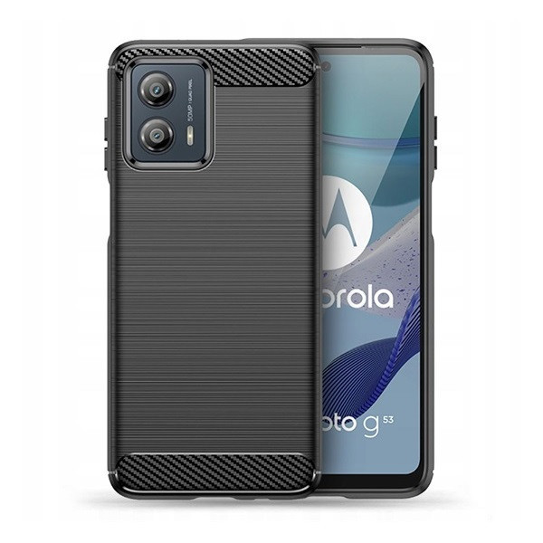Motorola Moto G53, silikónové puzdro, stredne odolné proti nárazu, brúsené, karbónový vzor, čierne