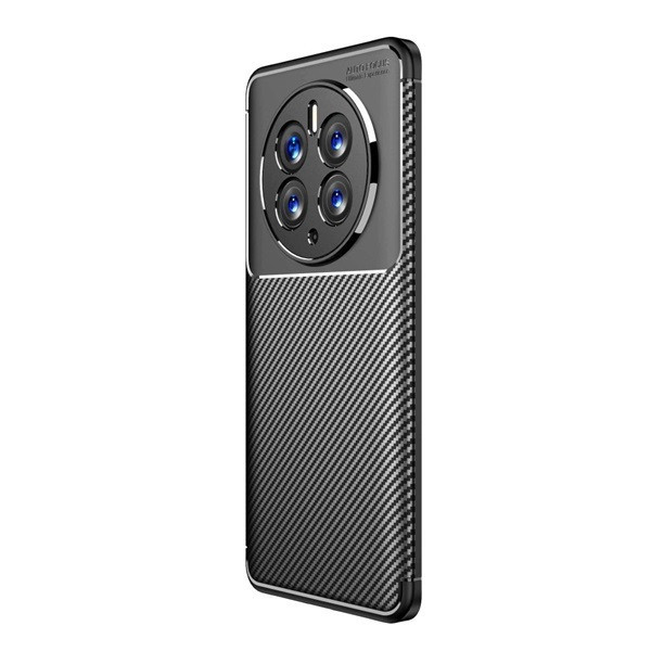 Huawei Mate 50 Pro, silikónové puzdro, stredne odolné proti nárazu, bublinková päta, karbónový vzor, čierne