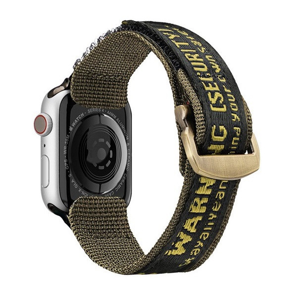 Apple Watch 1-6, SE (42 / 44 mm) / Watch 7-8 (45 mm) / Watch Ultra (49 mm), textilný remienok, zapínanie na suchý zips, nastaviteľný, priedušný, s nápisom, Dux Ducis Outdoor, zelen