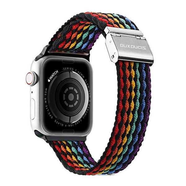 Apple Watch 1-6, SE, SE (2022) (42 / 44 mm) / Watch 7-8 (45 mm) / Watch Ultra (49 mm), textilný remienok, nastaviteľný, tmavý pruhovaný vzor, Dux Ducis Mixture, vzorovaný