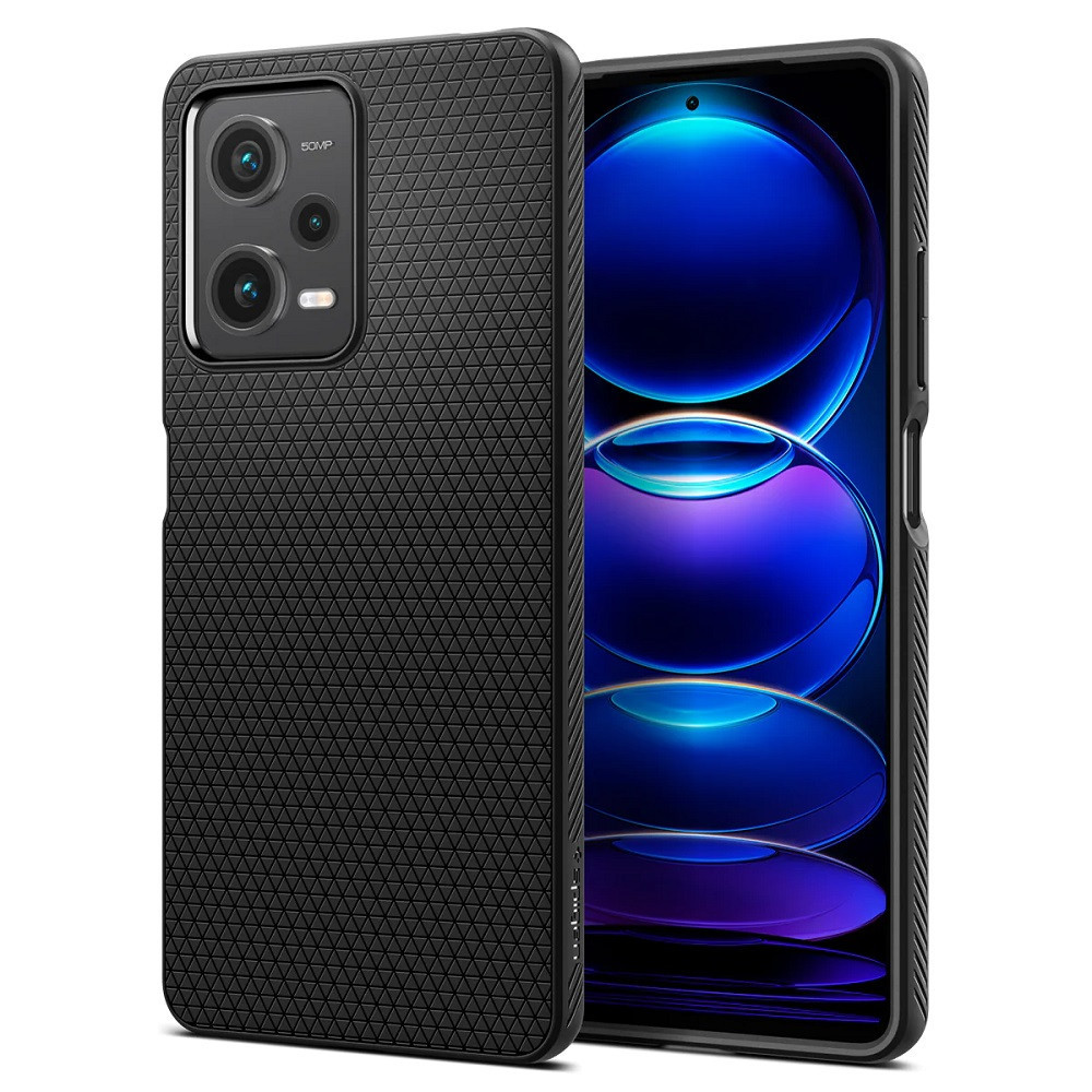 Xiaomi Redmi Note 12 Pro 5G / Poco X5 Pro 5G, silikónové puzdro, Spigen Liquid Air, trojuholníkový vzor, čierne