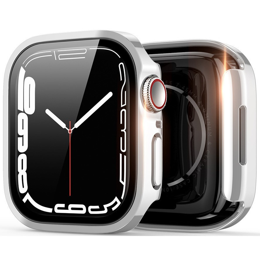 Apple Watch 7 (45 mm), Plastové ochranné puzdro, bez remienka, stredne odolné proti nárazom, Dux Ducis Hamo, strieborná