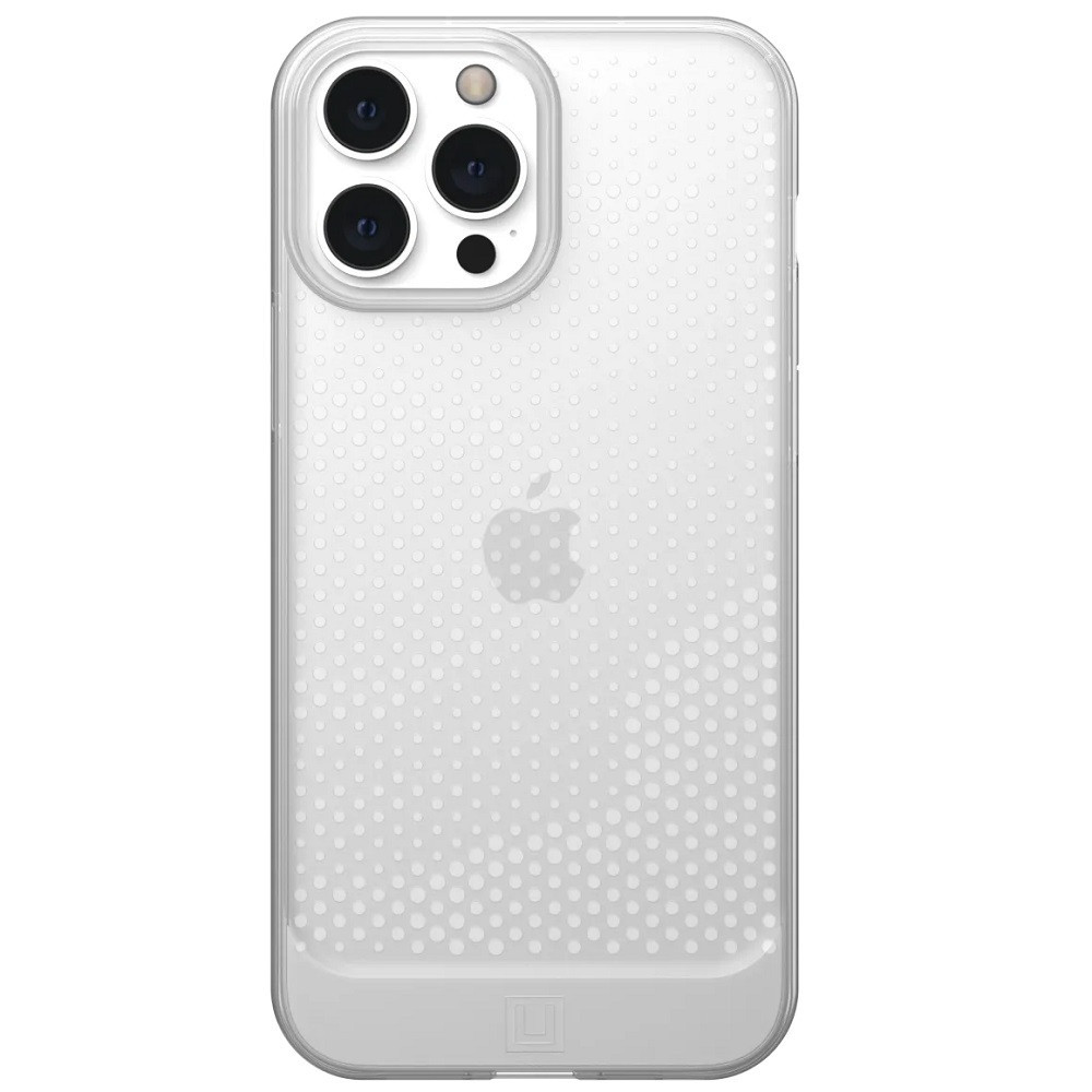 Apple iPhone 13 Pro Max, Silikónové puzdro, stredne odolné proti nárazu, päta so vzduchovým vankúšom, bodkovaný vzor, UAG Lucent, priesvitné