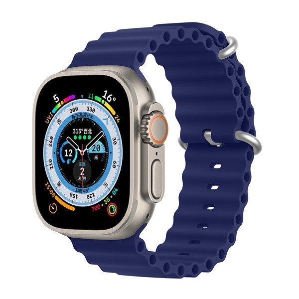 Apple Watch 1-6, SE, SE (2022) (38 / 40 mm) / Watch 7-8 (41 mm), silikónový remienok, nastaviteľný, dizajn vlny, Dux Ducis, tmavomodrá