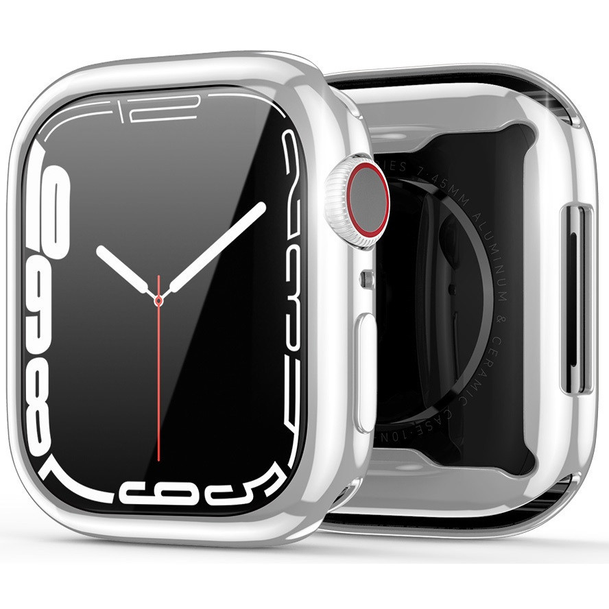Apple Watch 7 (45 mm), Silikónové ochranné puzdro, stredne odolné proti nárazu, bez remienka, Dux Ducis Samo, strieborná