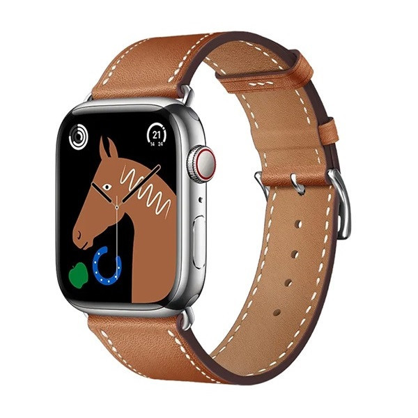 Apple Watch 1-6, SE, SE (2022) (38 / 40 mm) / Watch 7-8 (41 mm), kožený remienok, nastaviteľný, Hoco WA17, hnedá