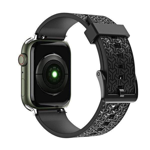 Apple Watch 1-6, SE, SE (2022) (42 / 44 mm) / Watch 7-8 (45 mm) / Watch Ultra (49 mm), silikónový remienok, nastaviteľný, 3D vzor, čierny