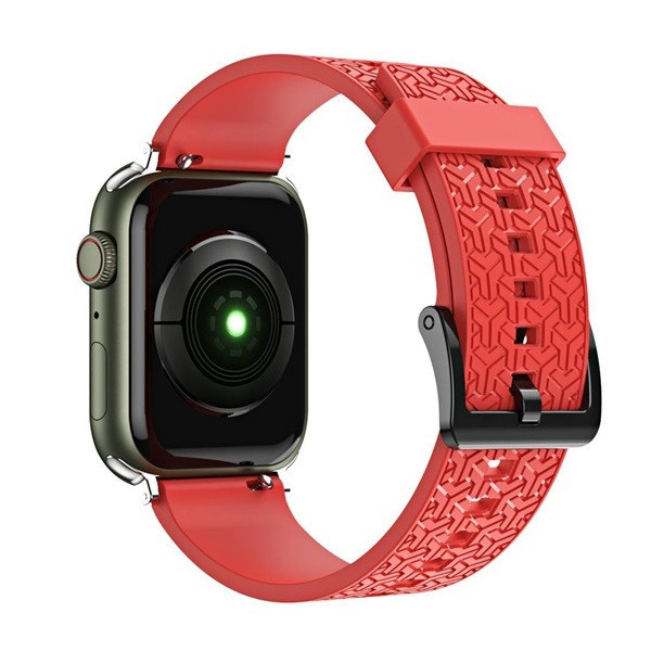 Apple Watch 1-6, SE, SE (2022) (42 / 44 mm) / Watch 7-8 (45 mm) / Watch Ultra (49 mm), silikónový remienok, nastaviteľný, 3D vzor, červený