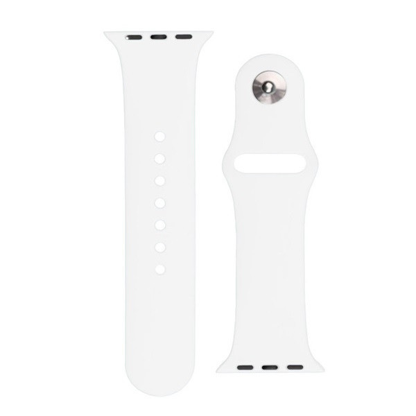Apple Watch 1-6, SE, SE (2022) (42 / 44 mm) / Watch 7-8 (45 mm) / Watch Ultra (49 mm), silikónový remienok, nastaviteľný, s kovovou sponou, biely