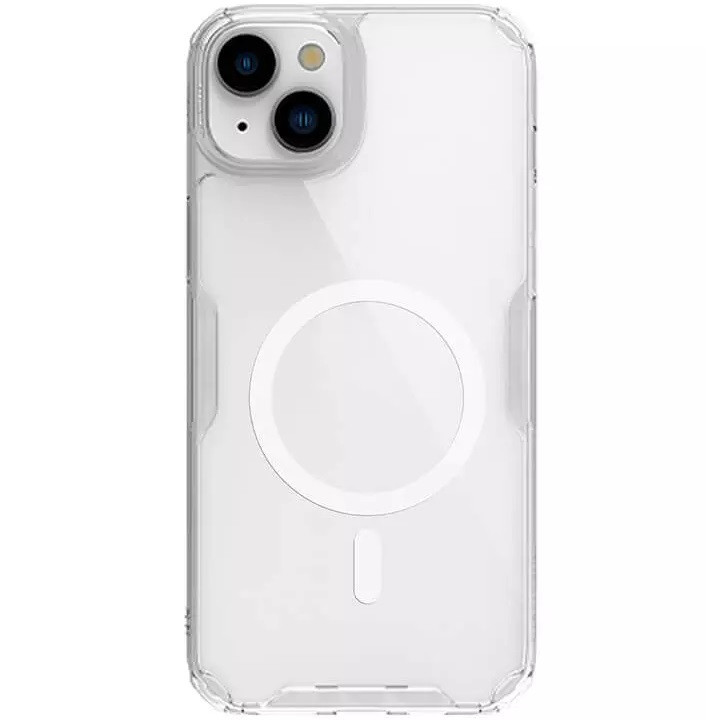 Apple iPhone 15 Plus, silikónové puzdro, plastová zadná strana, ultratenké, kompatibilné s nabíjačkou Magsafe, Nillkin Nature Pro Magnetic, priehľadné
