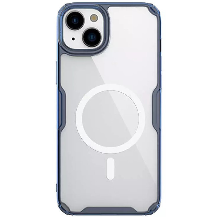 Apple iPhone 15, Silikónové puzdro, plastová zadná strana, ultratenké, kompatibilné s nabíjačkou Magsafe, Nillkin Nature Pro Magnetic, modré