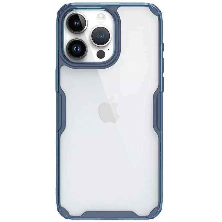 Apple iPhone 15 Pro Max, Silikónové puzdro, plastová zadná strana, ultratenké, Nillkin Nature Pro, modré