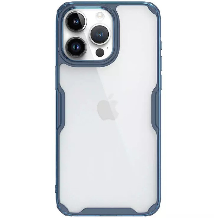 Apple iPhone 15 Pro, Silikónové puzdro, plastová zadná strana, ultratenké, Nillkin Nature Pro, modré