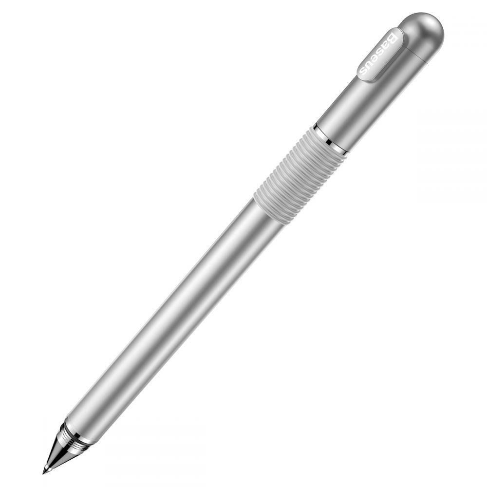 Univerzálna ceruzka 2v1, hliníková, (pre akýkoľvek kapacitný displej + pero), Baseus, strieborná, ACPCL-0S