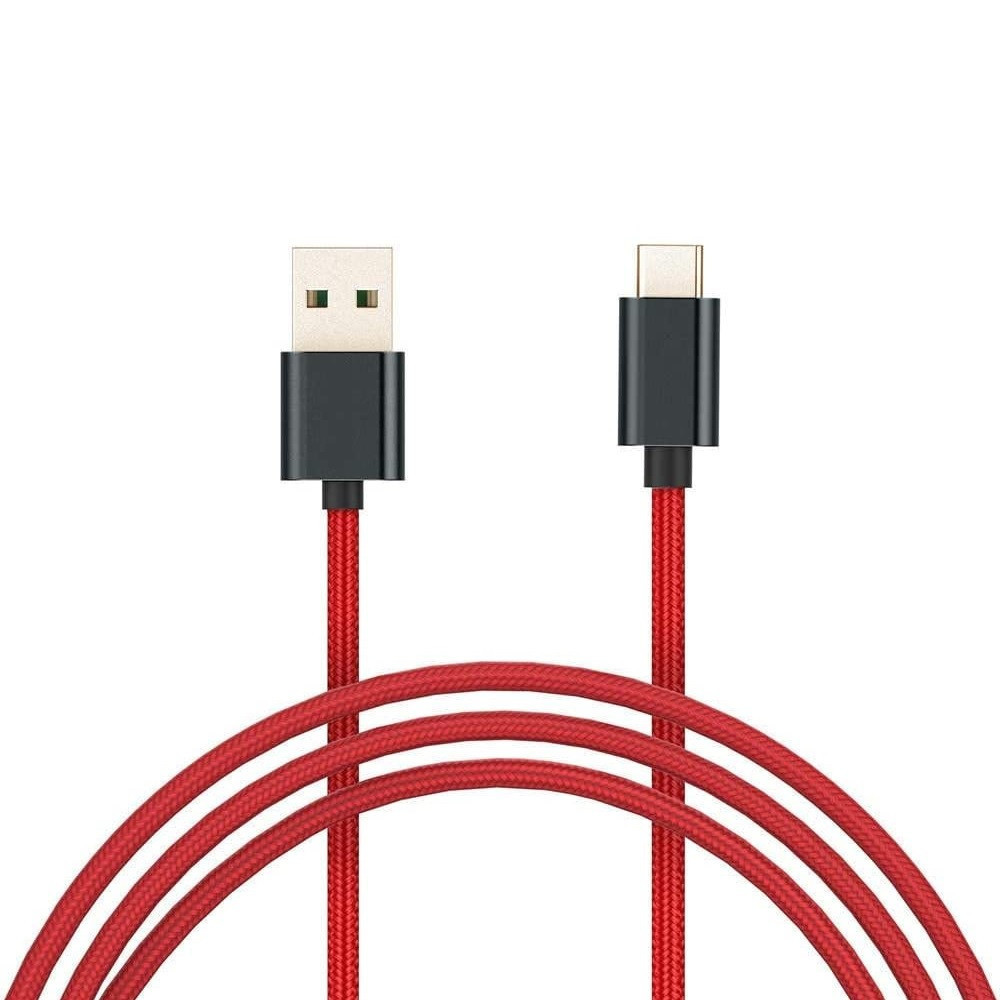 Nabíjací a dátový kábel USB, USB Type-C, 100 cm, 3000 mA, vzor šnúrky, Xiaomi Mi Braided, červený, továrenská výroba, SJV4110GL