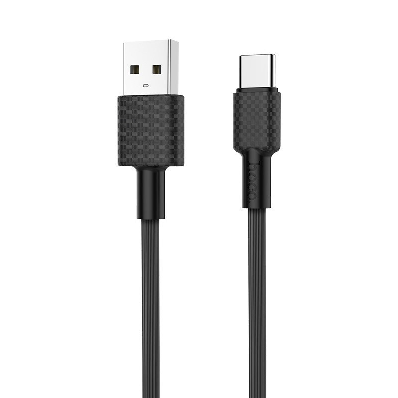 Nabíjací a dátový kábel USB, USB Type-C, 100 cm, 2000 mA, s ochranou proti rozbitiu, rýchle nabíjanie, uhlíkový vzor, Hoco X29 Superior, čierny