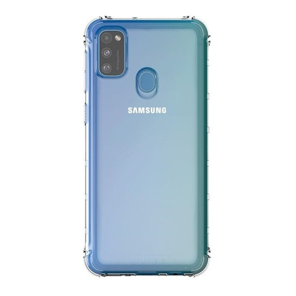 Samsung Galaxy M21 SM-M215F, silikónové puzdro, stredne odolné proti nárazu, s bublinkovým rohom, priehľadné, továrenské