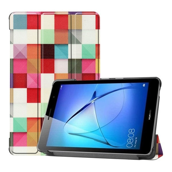 Huawei MatePad T8 (8.0), puzdro na priečinky, štvorcový vzor, Trifold, farebné
