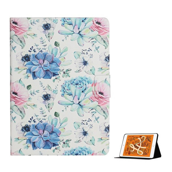Apple iPad Mini 4 / iPad Mini (2019), puzdro s priečinkom, stojan, farebný kvetinový vzor, farba/biela