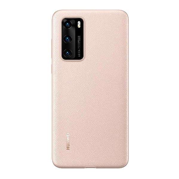 Huawei P40, Plastový zadný kryt, pogumovaný, textilný vzor, továrenský, ružový