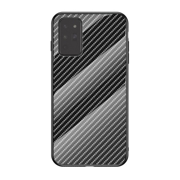 Samsung Galaxy Note 20 / 20 5G SM-N980 / N981, silikónový ochranný kryt, sklenená zadná strana, karbónový vzor, čierny